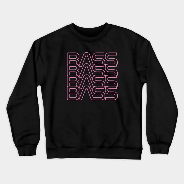 Bass Repeated Text Hot Pink Crewneck Sweatshirt by nightsworthy